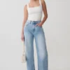 Sebastian straight leg Denim jeans met gerafelde zoom – gewassen lichtblauw Sebastian straight leg Denim jeans met gerafelde zoom – gewassen lichtblauw