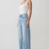 Sebastian straight leg Denim jeans met gerafelde zoom – gewassen lichtblauw Sebastian straight leg Denim jeans met gerafelde zoom – gewassen lichtblauw