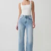 Sebastian straight leg Denim jeans met gerafelde zoom – gewassen lichtblauw Sebastian straight leg Denim jeans met gerafelde zoom – gewassen lichtblauw