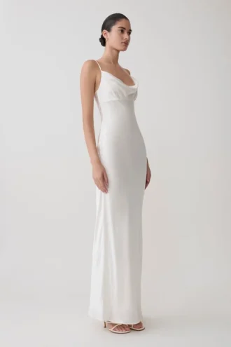 Seraphine Corset Satijnen Maxi-jurk – Ivoor