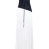 Serena strapless maxi-jurk van taft – wit/zwart