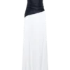 Serena strapless maxi-jurk van taft – wit/zwart