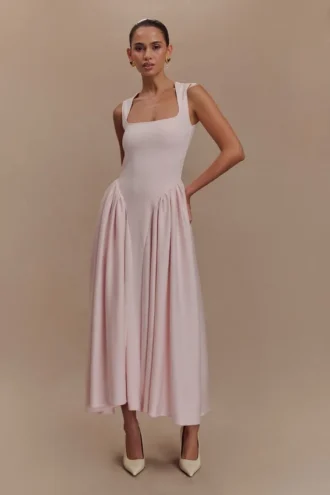 Sharon midi-jurk van scuba-jersey – balletroze