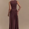 Sharon midi-jurk van scuba-jersey – Cacaobruin Sharon midi-jurk van scuba-jersey – Cacaobruin