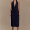 Shauna Denim halter midi-jurk – Indigo Blue Shauna Denim halter midi-jurk – Indigo Blue