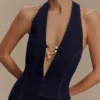 Shauna Denim halter midi-jurk – Indigo Blue Shauna Denim halter midi-jurk – Indigo Blue