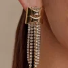 Shea Crystal Fringe Drop Oorbellen – Goud Shea Crystal Fringe Drop Oorbellen – Goud