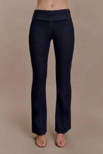 Shelly Flared Denim Jeans – Gewassen Indigo Blauw