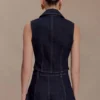 Shona Denim Vest With Decorative Buttons – Gewassen Indigoblauw