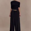 Sierra asymmetrische top van kasjmiermix – Zwart