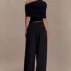 Sierra asymmetrische top van kasjmiermix – Zwart