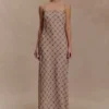 Silvana chiffon maxi-jurk – slangenprint, mokka Silvana chiffon maxi-jurk – slangenprint, mokka
