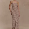 Silvana chiffon maxi-jurk – slangenprint, mokka Silvana chiffon maxi-jurk – slangenprint, mokka