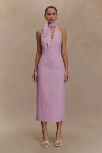 Simona halternek midi-jurk – Blush Pink