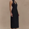 Simona halternek midi-jurk – Zwart Simona halternek midi-jurk – Zwart