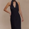 Simona halternek midi-jurk – Zwart Simona halternek midi-jurk – Zwart