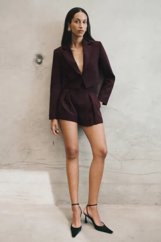 Simone cropped colbert – donkerbruin