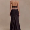 Siren satijnen maxi-rok met strass – donkerbruin Siren satijnen maxi-rok met strass – donkerbruin
