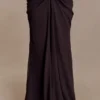 Siren satijnen maxi-rok met strass – donkerbruin Siren satijnen maxi-rok met strass – donkerbruin