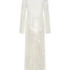 Sofia maxi-jurk met lange mouwen en pailletten – Wit Sofia maxi-jurk met lange mouwen en pailletten – Wit