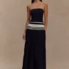 Solaris strapless maxi-jurk van contrasterend breiwerk – Zwart/Wit Solaris strapless maxi-jurk van contrasterend breiwerk – Zwart/Wit