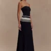 Solaris strapless maxi-jurk van contrasterend breiwerk – Zwart/Wit Solaris strapless maxi-jurk van contrasterend breiwerk – Zwart/Wit