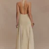 Soleil gebreide en mesh halter maxi-jurk – Crème Soleil gebreide en mesh halter maxi-jurk – Crème