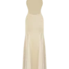 Soleil gebreide en mesh halter maxi-jurk – Crème Soleil gebreide en mesh halter maxi-jurk – Crème