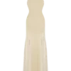Soleil gebreide en mesh halter maxi-jurk – Crème Soleil gebreide en mesh halter maxi-jurk – Crème