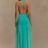 Soleil gebreide en mesh halter maxi-jurk – Lagoon Soleil gebreide en mesh halter maxi-jurk – Lagoon
