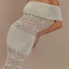 Solstice off-shoulder gehaakte maxi-jurk – ivoor Solstice off-shoulder gehaakte maxi-jurk – ivoor