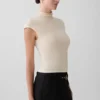 Sonny gebreide top met korte mouwen – Crème