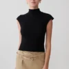 Sonny gebreide top met korte mouwen – Zwart