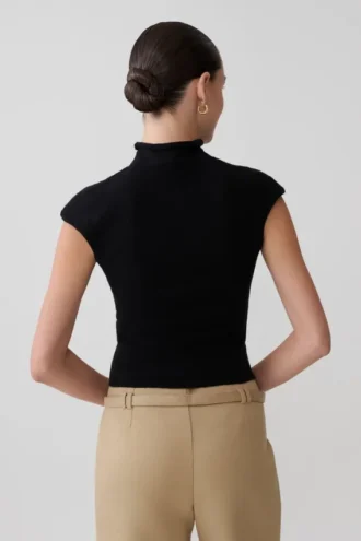 Sonny gebreide top met korte mouwen – Zwart