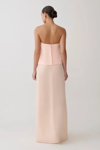 Sophia satijnen strapless maxi-jurk – perzik