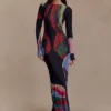 Soraya maxi-jurk met lange mouwen van mesh – Multi Fluid Reverie-print Soraya maxi-jurk met lange mouwen van mesh – Multi Fluid Reverie-print