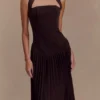 Stacie geplooide halter maxi-jurk – Cacao Stacie geplooide halter maxi-jurk – Cacao