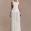 Stacie geplooide halter maxi-jurk – ivoor Stacie geplooide halter maxi-jurk – ivoor