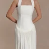 Stacie geplooide halter maxi-jurk – ivoor Stacie geplooide halter maxi-jurk – ivoor
