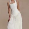 Stacie geplooide halter maxi-jurk – ivoor Stacie geplooide halter maxi-jurk – ivoor