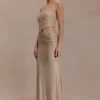 Starla strapless maxi-jurk met strass – goud Starla strapless maxi-jurk met strass – goud