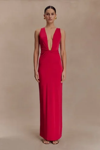 Stella gedrapeerde slinky maxi-jurk – fuchsia roze