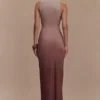 Stella gedrapeerde slinky maxi-jurk – Mokka Ombre