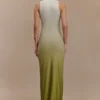 Stella gedrapeerde slinky maxi-jurk – Ombre Vintage Olive