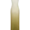 Stella gedrapeerde slinky maxi-jurk – Ombre Vintage Olive