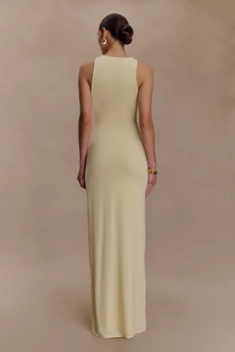 Stella gedrapeerde slinky maxi-jurk – Pale Lemon