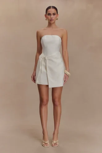 Steph strapless linnen mini-jurk – Wit
