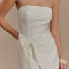 Steph strapless linnen mini-jurk – Wit