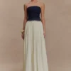 Suella Chiffon Denim Maxi-jurk – Indigo Blauw