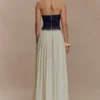 Suella Chiffon Denim Maxi-jurk – Indigo Blauw